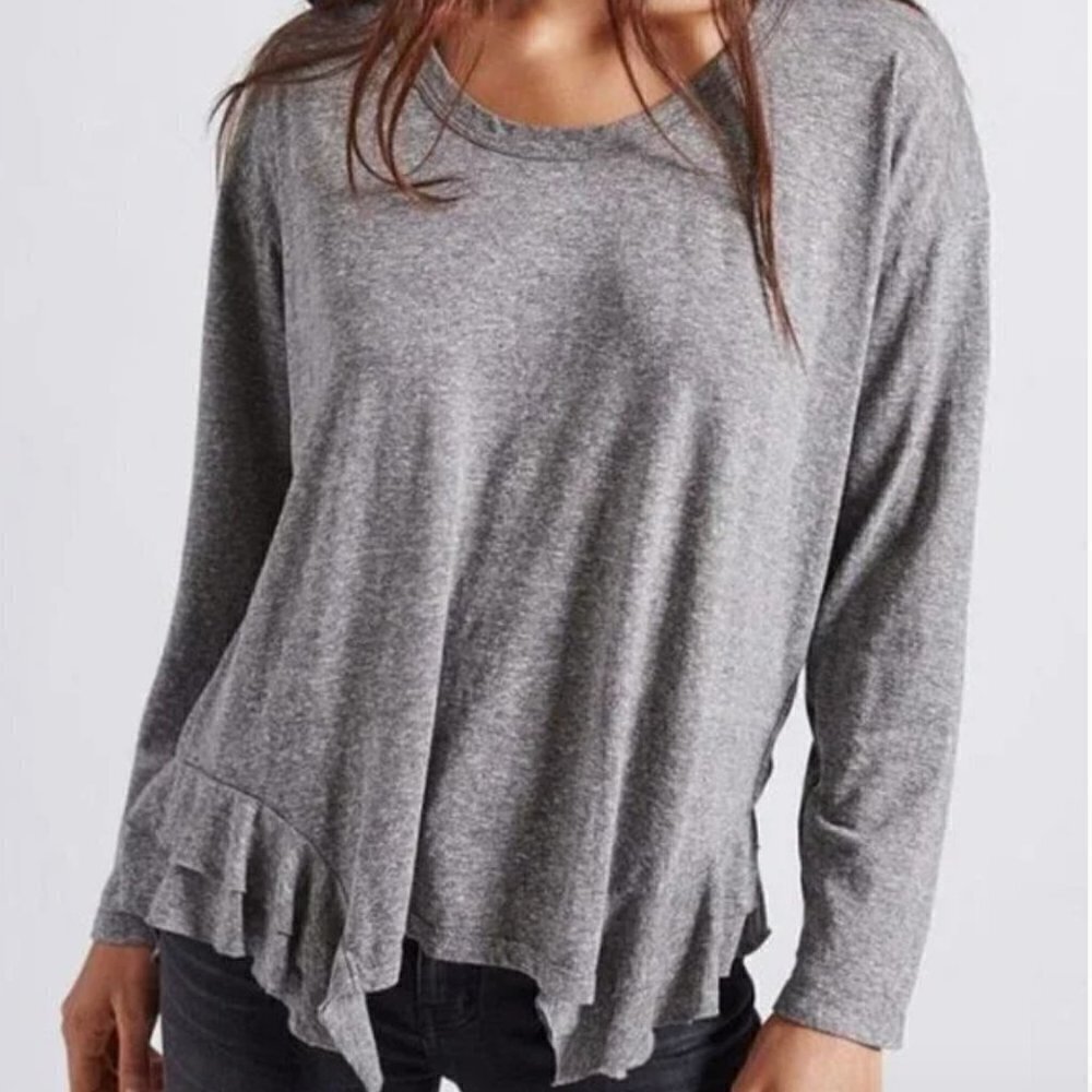 ** Current Elliot the Tier Scoop-Neck Long-Sleeve Top - heather grey - Picture 1 of 10
